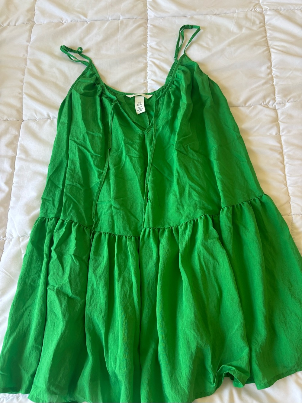H&M Bright Green Tiered Mini Sundress